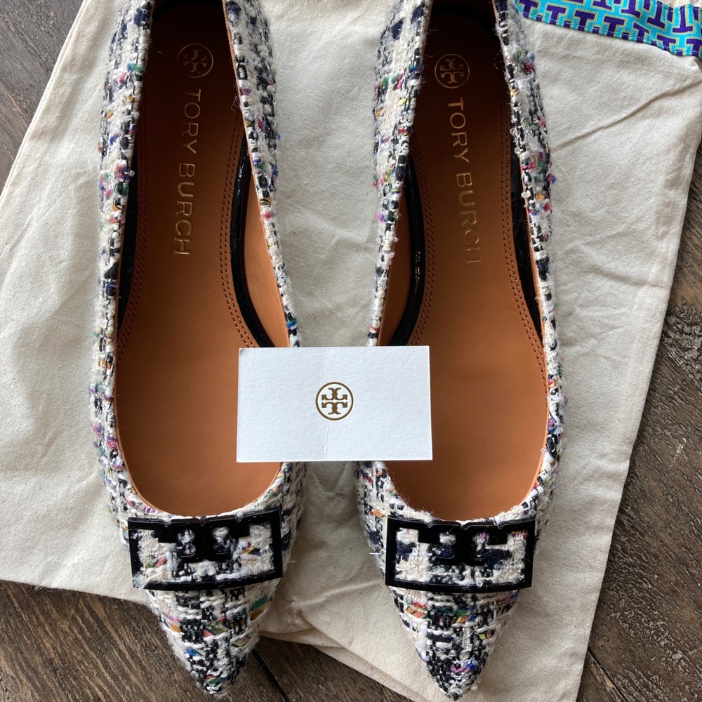 Tory Burch “Gigi” tweed ballerina flats